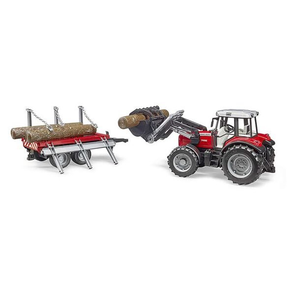 Bruder 1/16 Massey Ferguson 7480 with Front Loader & Timber Trailer - Image 3
