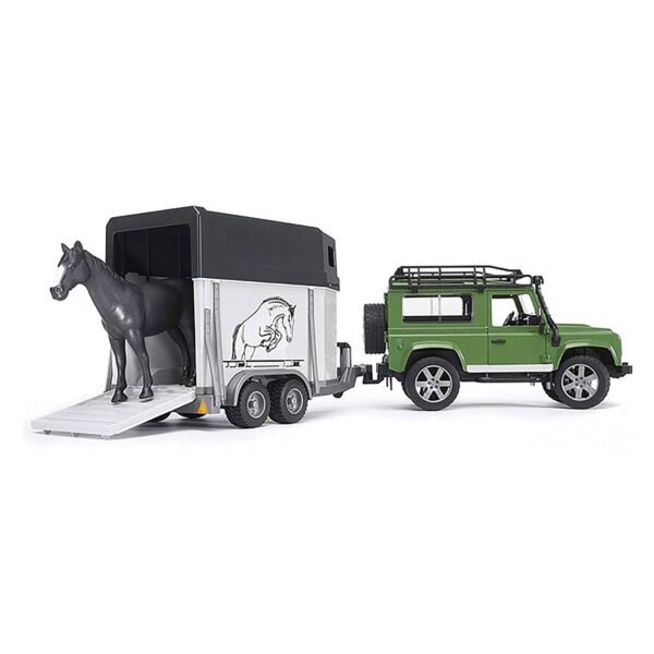 Bruder 1/16 Land Rover Defender with Horse Trailer - Image 2