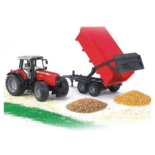 Bruder 1/16 Massey Ferguson 7480 Tractor with Tipping Trailer, Red - Image 2