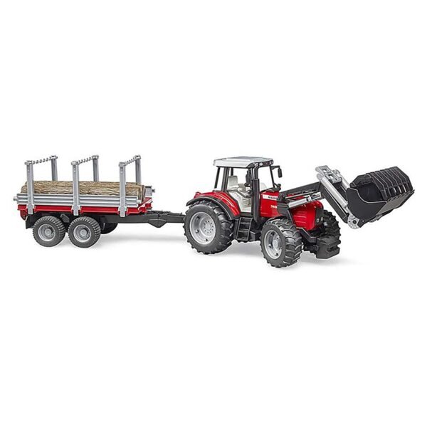 Bruder 1/16 Massey Ferguson 7480 with Front Loader & Timber Trailer - Image 2