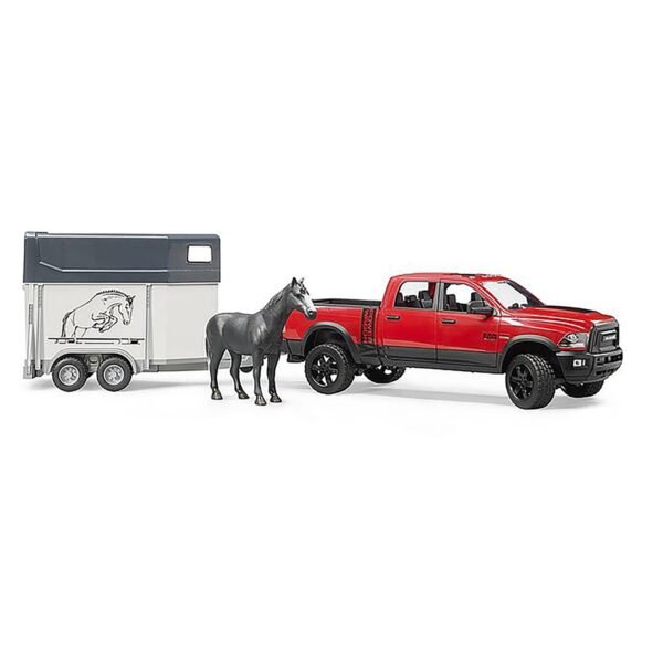 Bruder 1/16 RAM 2500 Power Wagon with Horse Trailer and Horse - Image 2